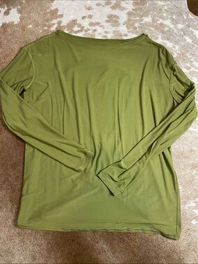 Lululemon Women's Long Sleeve Olive Green Open Back Boatneck Top